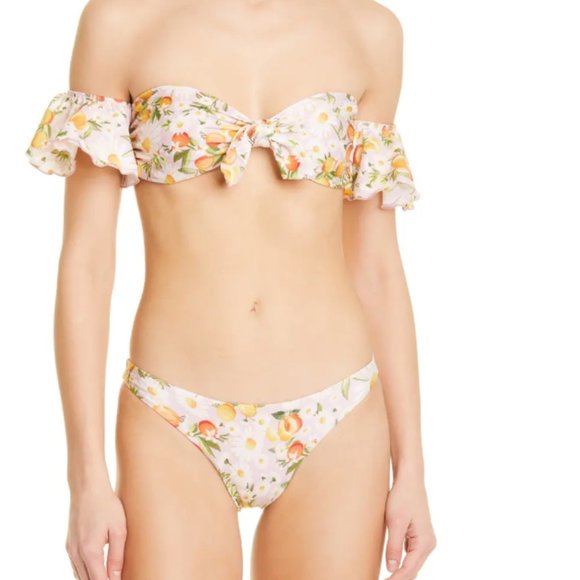 FARM Rio Floral Off-Shoulder Bikini - White and Orange - Picture 2 of 16
